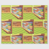 Kleurrijke supermarkt gangpad en bakkerij cadeaupapier (Vlak)