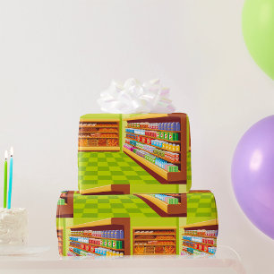 Kleurrijke supermarkt gangpad en bakkerij cadeaupapier