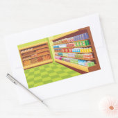 Kleurrijke supermarkt gangpad en bakkerij rechthoekige sticker (Envelop)