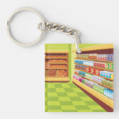 Kleurrijke supermarkt gangpad en bakkerij sleutelhanger (Voorkant)