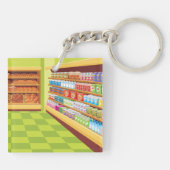 Kleurrijke supermarkt gangpad en bakkerij sleutelhanger (Achterkant)