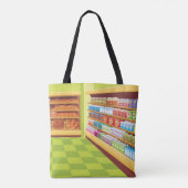 Kleurrijke supermarkt gangpad en bakkerij tote bag (Achterkant)
