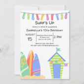 Kleurrijke Surf Up Beach verjaardagsuitnodiging Kaart (Voorkant)