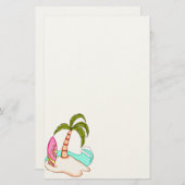 Kleurrijke Surfboard Island 2 Stationery Briefpapier (Voorkant / Achterkant)