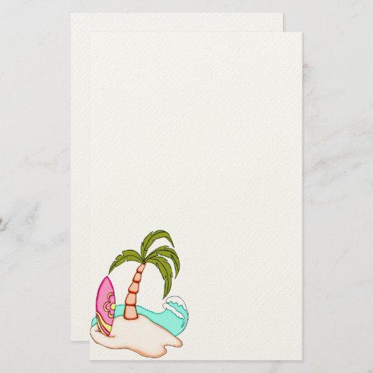 Kleurrijke Surfboard Island 2 Stationery Briefpapier (Voorkant / Achterkant)