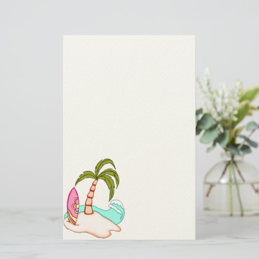 Kleurrijke Surfboard Island 2 Stationery Briefpapier (Staand voorkant)