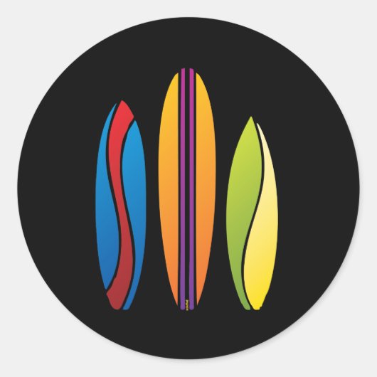 Kleurrijke Surfboards Ronde Sticker (Voorkant)