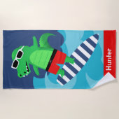 Kleurrijke Surfende Alligator Strandlaken (Voorkant)