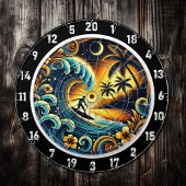 Kleurrijke surfer in tropische vibes dartbord