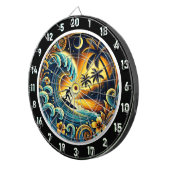 Kleurrijke surfer in tropische vibes dartbord (Voorkant Rechts)