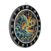 Kleurrijke surfer in tropische vibes dartbord (Voorkant Links)