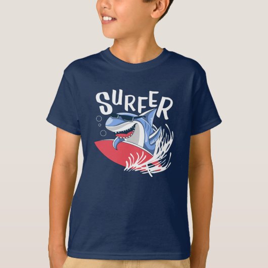 Kleurrijke Surfer Shark T-shirt (Voorkant)