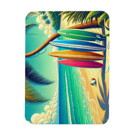 Kleurrijke surfplanken op het strand magneet (Verticaal)