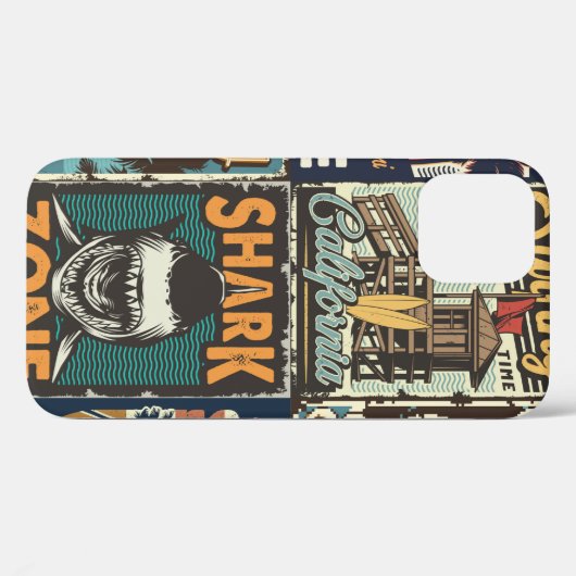  kleurrijke surfposters met surven bus Case-Mate iPhone case (Achterkant (horizontaal))
