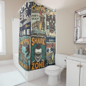  kleurrijke surfposters met surven bus douchegordijn (In situ)