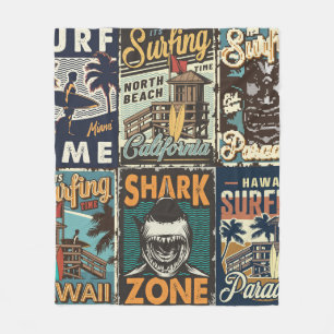  kleurrijke surfposters met surven bus fleece deken