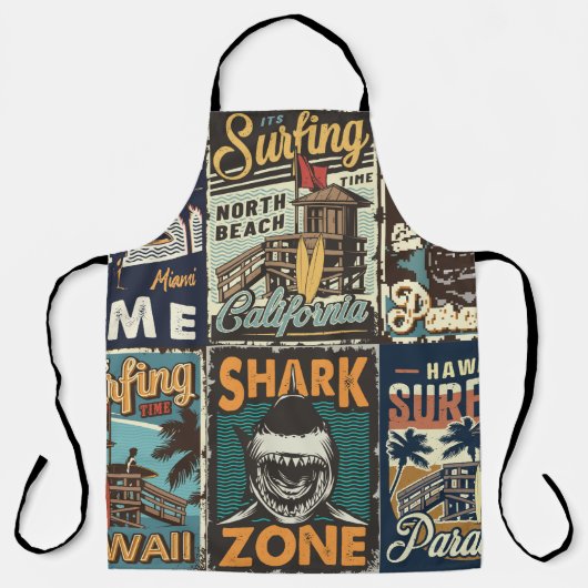  kleurrijke surfposters met surven bus schort (Voorkant)