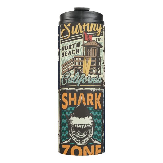  kleurrijke surfposters met surven bus thermosbeker (Voorkant)