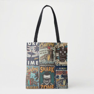  kleurrijke surfposters met surven bus tote bag