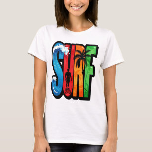 Kleurrijke Surfstrand Golf Summer Tropische Surfer T-shirt