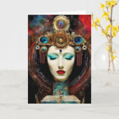 Kleurrijke Surrealistische Abstracte Gezichtscolla Kaart (Gele Bloem)