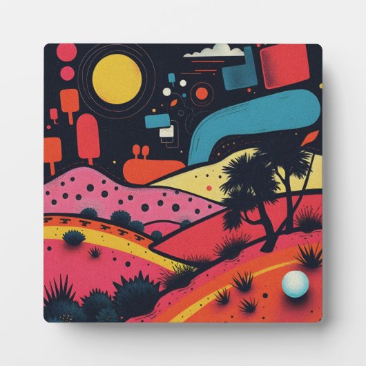 Kleurrijke surrealistische landschapskunst fotoplaat (Voorkant)