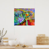 KLEURRIJKE SURREËLE SCHILDPAAD ABSTRACTE KUNST POSTER (Keuken)