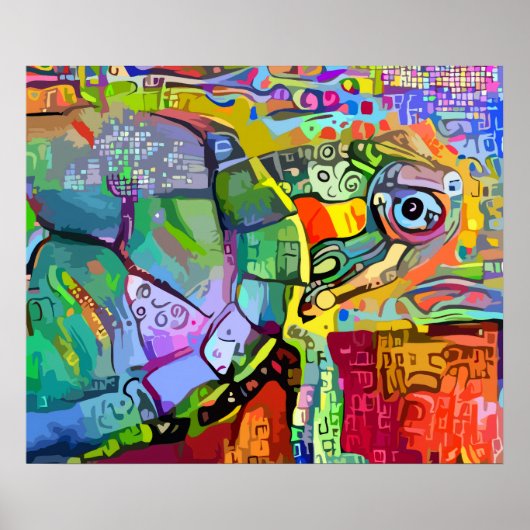 KLEURRIJKE SURREËLE SCHILDPAAD ABSTRACTE KUNST POSTER (Voorkant)