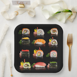Kleurrijke sushi foto papieren bordje