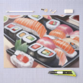 Kleurrijke Sushi op Black Platter Tissuepapier (Craft)