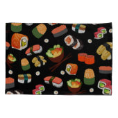 Kleurrijke sushi op zwarte achtergrond kussensloop (Achterkant)