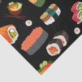 Kleurrijke sushi op zwarte achtergrond tissuepapier (Detail)