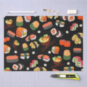 Kleurrijke sushi op zwarte achtergrond tissuepapier (Craft)
