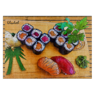 Kleurrijke Sushi-tekening snijvlak Snijplank