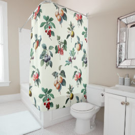 Kleurrijke Sweet Botanical  Fruit op Wit Douchegordijn