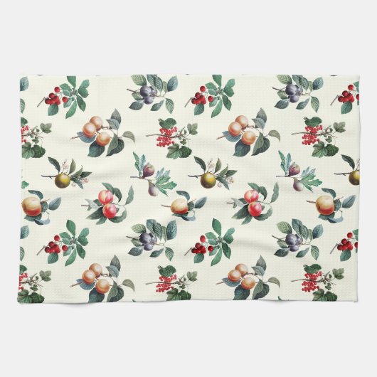 Kleurrijke Sweet Botanical Fruit op Wit Theedoek (Horizontaal)