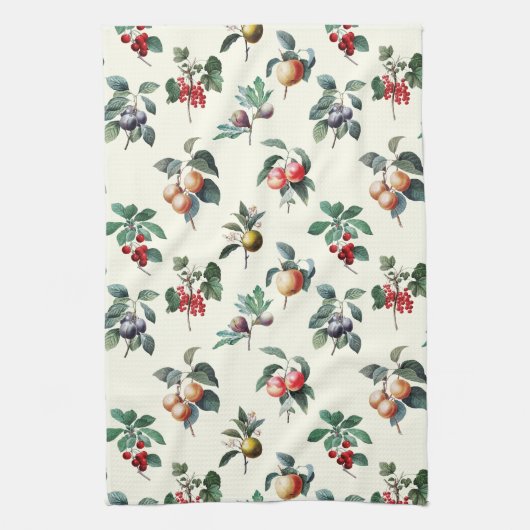 Kleurrijke Sweet Botanical  Fruit op Wit Theedoek (Verticaal)