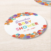 Kleurrijke Sweet Fun Snoep Baby shower Ronde Kartonnen Onderzetter (Gebogen)