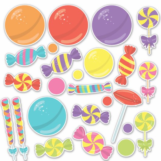 Kleurrijke Sweet Fun Snoep thema Sticker (Voorkant)