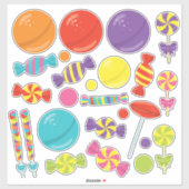 Kleurrijke Sweet Fun Snoep thema Sticker (Vel)