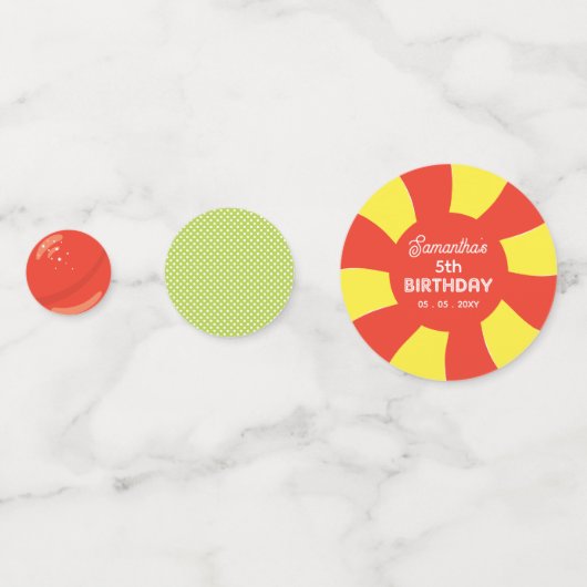 Kleurrijke Sweet Fun Snoep Thema Verjaardagsfeestj Confetti (Achterkanten)