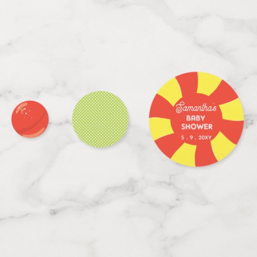 Kleurrijke Sweet Fun Snoep Theme Baby shower Confetti (Achterkanten)