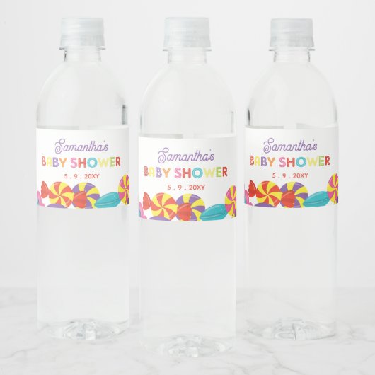 Kleurrijke Sweet Fun Snoep Theme Baby shower Waterfles Etiket (Flessen)