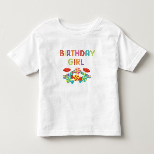 Kleurrijke Sweet Fun Snoep Verjaardagsmeisje Kinder Shirts (Voorkant)