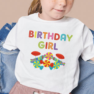 Kleurrijke Sweet Fun Snoep Verjaardagsmeisje Kinder Shirts