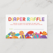 Kleurrijke Sweet Snoep Baby shower Luier Raffle Informatiekaartje (Voorkant)