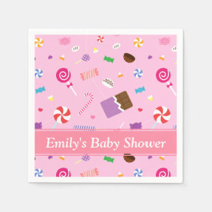 Kleurrijke Sweet Snoep thema Baby Girl Shower Servet
