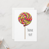 Kleurrijke Swirl Lollipop Flat Wenskaart Kaart (Voorkant / Achterkant in situ)