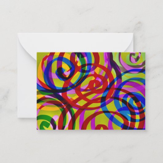Kleurrijke Swirls Note Kaart Notitiekaartje (Voorkant)