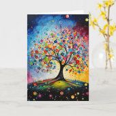 Kleurrijke Swirly Tree of Life Natuur Kaart (Gele Bloem)